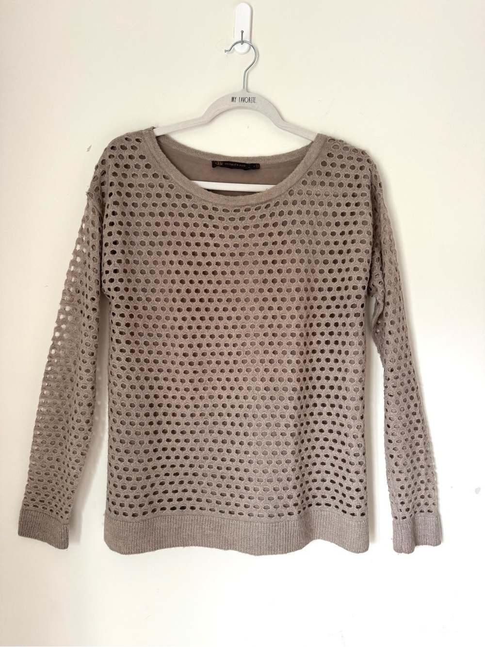 Outback Red chiffon layered wool blend sweater tan neutral